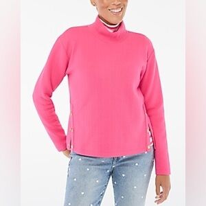 NWT J. Crew Factory Herringbone mockneck sweatshirt in soft fuchsia Sz XXS